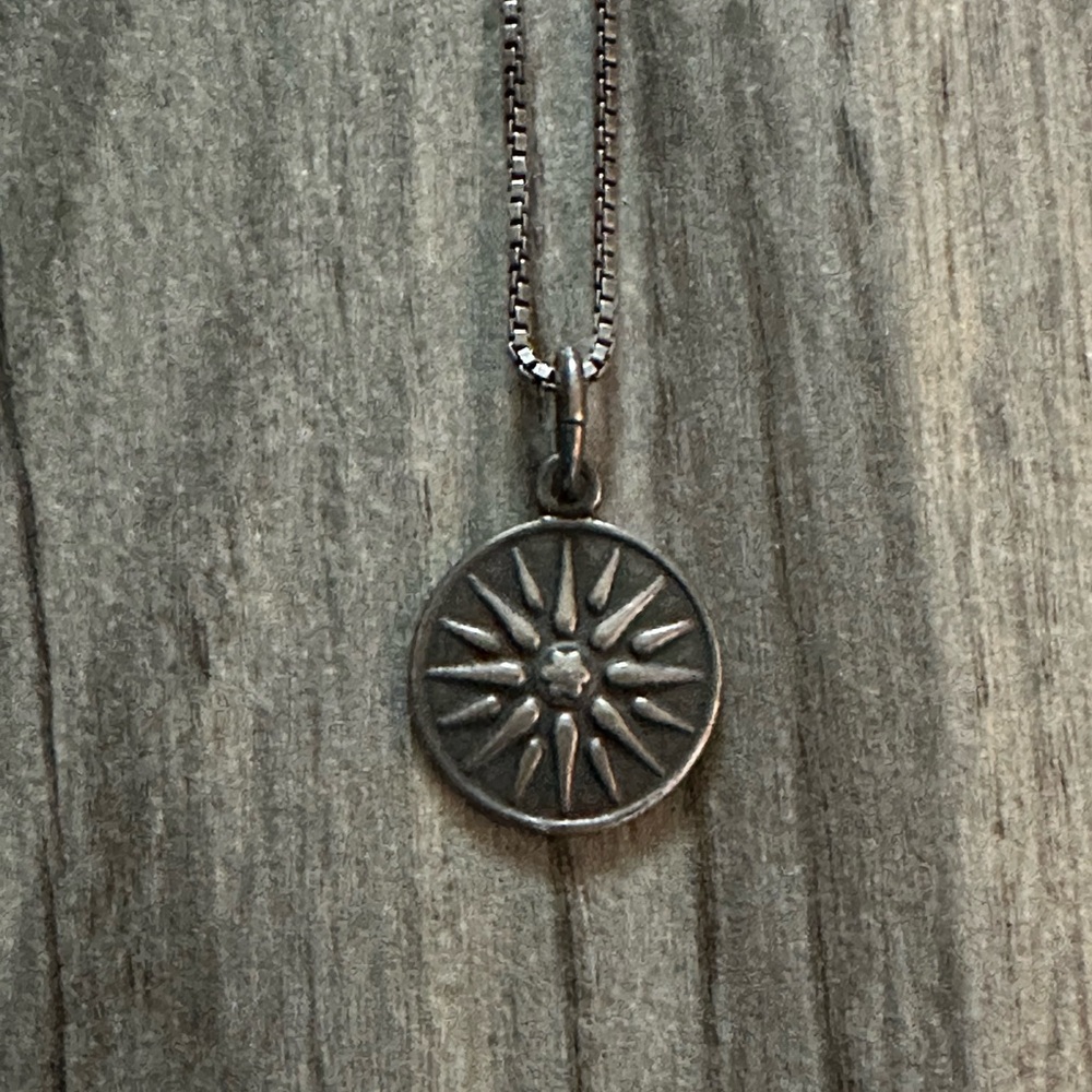 Silver Sunburst Pendant Necklace